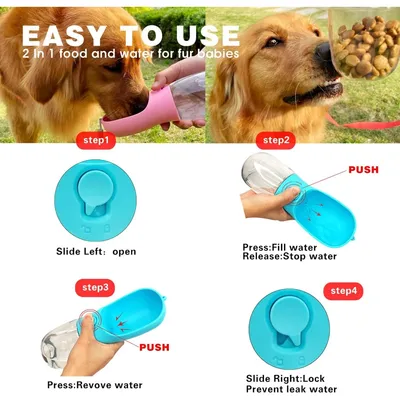ZooVenture Bouteille Eau Chien 2 en 1 Nourriture ZooVenture Bouteille Eau Chien 2 en 1 Nourriture