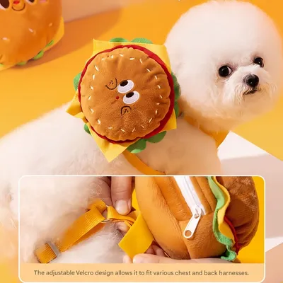 FurryFusion Hamburger-förmiger Rucksack und Hundeleine