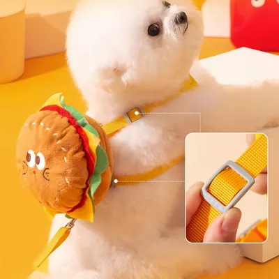 FurryFusion Hamburger-förmiger Rucksack und Hundeleine