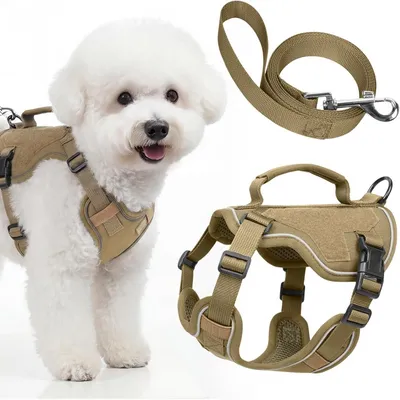 MCBOSON Verstellbares reflektierendes Hundegeschirr+Leine, khaki XXS MCBOSON Verstellbares reflektierendes Hundegeschirr+Leine, khaki XXS