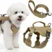 MCBOSON Verstellbares reflektierendes Hundegeschirr+Leine, khaki XXS