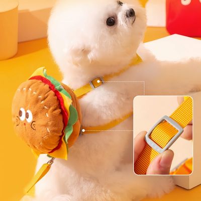 FurryFusion Sac à dos en forme de hamburger et laisse pour chien