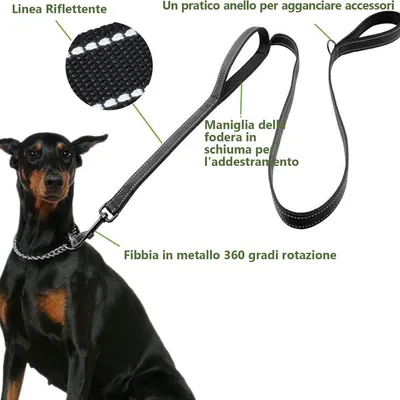 MCBOSON (1,5m Réfléchissante) Laisse Dressage Double Poignée 中文 MCBOSON (1,5m Réfléchissante) Laisse Dressage Double Poignée 中文