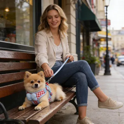 FurryFusion Hundegeschirr mit Schleifen- und Karomuster FurryFusion Hundegeschirr mit Schleifen- und Karomuster