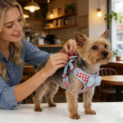 FurryFusion Hundegeschirr mit Schleifen- und Karomuster FurryFusion Hundegeschirr mit Schleifen- und Karomuster