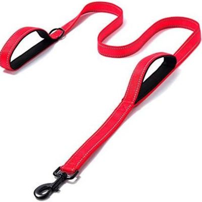MCBOSON Laisse Robuste Double Poignée 1,5m Rouge