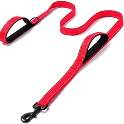 MCBOSON Laisse Robuste Double Poignée 1,5m Rouge MCBOSON Laisse Robuste Double Poignée 1,5m Rouge