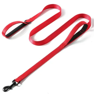MCBOSON Laisse Robuste Double Poignée 1,5m Rouge MCBOSON Laisse Robuste Double Poignée 1,5m Rouge