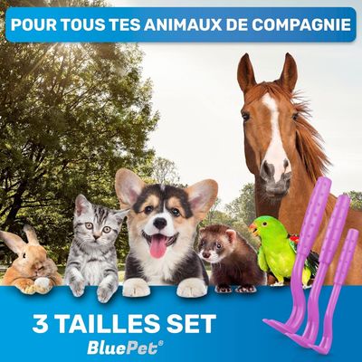 MCBOSON Lot de 2 Pinces à Tiques 3 tailles Chiens Chats Humains (Rose)