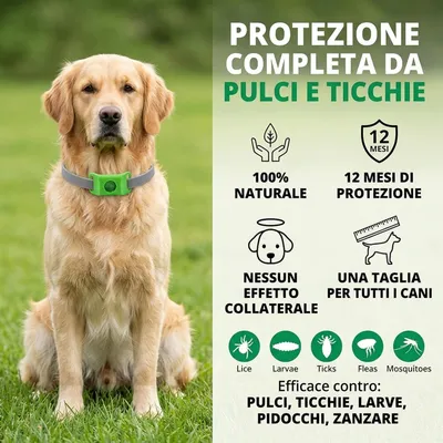 Zoomtopia Collier antiparasitaire chien naturel réglable vert