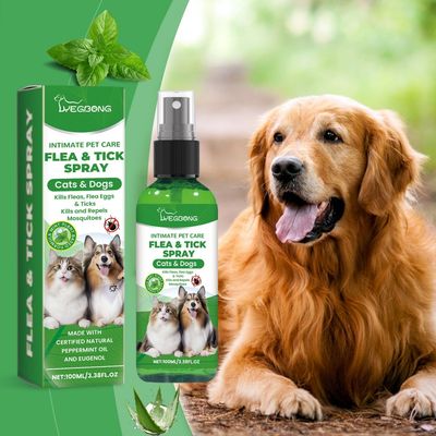 YEGBONG Spray anti-puces tiques chat chien naturel menthe tea tree