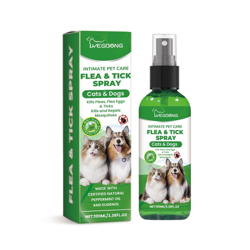 YEGBONG Spray anti-puces tiques chat chien naturel menthe tea tree
