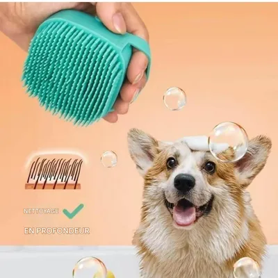 FurryFusion Brosse de bain pour chien et chat en silicone FurryFusion Brosse de bain pour chien et chat en silicone