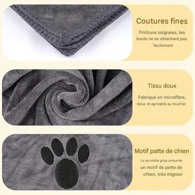 ZooVenture Serviette Chat Chien - Microfibre, 100x50cm, Absorbante