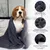 2 serviettes microfibre chien/chat 100x50cm : séchage rapide, gris