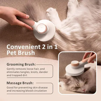 Brosse autonettoyante rose : élimine poils morts & sous-poil (chat/chien) Brosse autonettoyante rose : élimine poils morts & sous-poil (chat/chien)