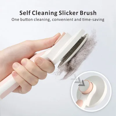 Brosse autonettoyante rose : élimine poils morts & sous-poil (chat/chien) Brosse autonettoyante rose : élimine poils morts & sous-poil (chat/chien)