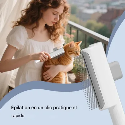 Peigne dents métalliques : brosse auto-nettoyante chat/chien, idéal voyage Peigne dents métalliques : brosse auto-nettoyante chat/chien, idéal voyage