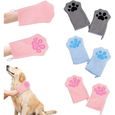 ZooVenture Lot 3 Serviettes Gants Chat Chien Rose Bleu Gris ZooVenture Lot 3 Serviettes Gants Chat Chien Rose Bleu Gris