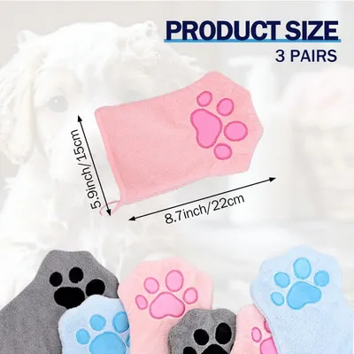 ZooVenture Lot 3 Serviettes Gants Chat Chien Rose Bleu Gris ZooVenture Lot 3 Serviettes Gants Chat Chien Rose Bleu Gris