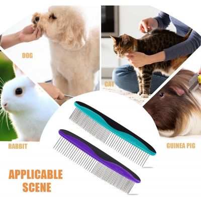 Lot de 2 peignes inox : démêlant pro pour chiens & chats à poils longs