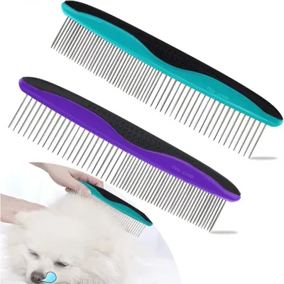 Lot de 2 peignes inox : démêlant pro pour chiens & chats à poils longs Lot de 2 peignes inox : démêlant pro pour chiens & chats à poils longs