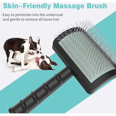 Brosse Slicker XL (Noir 25mm) : picots longs pour démêlage grands chiens