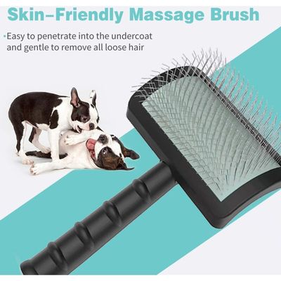 Brosse Slicker XL (Noir 25mm) : picots longs pour démêlage grands chiens