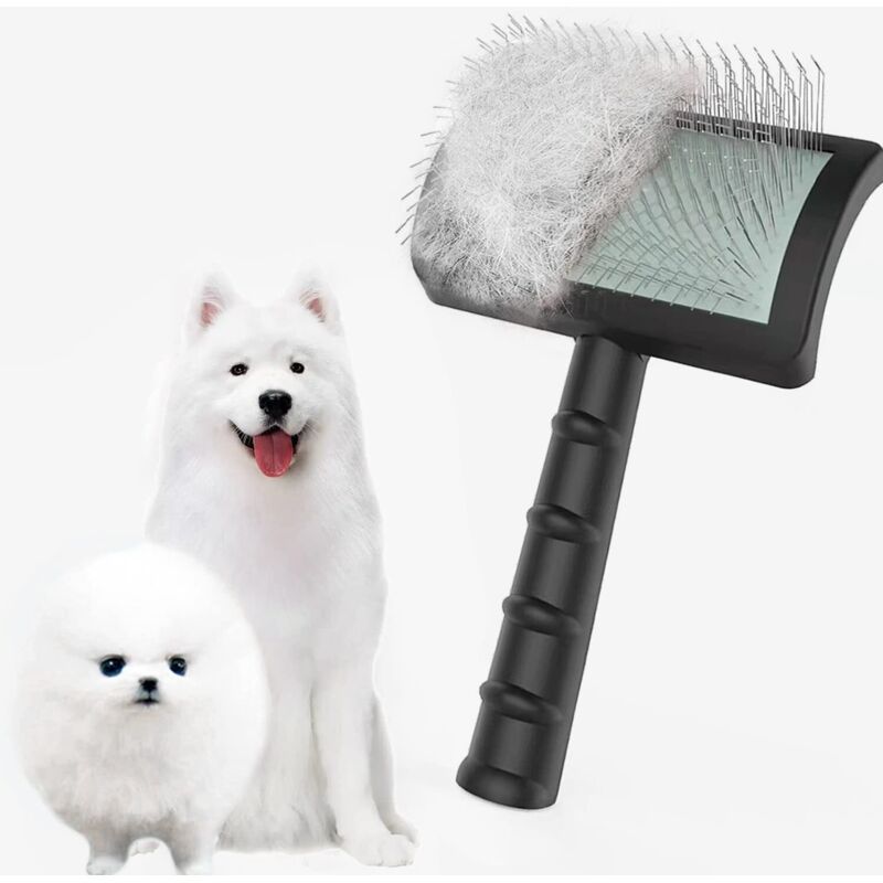 Brosse Slicker XL (Noir 25mm) : picots longs pour démêlage grands chiens