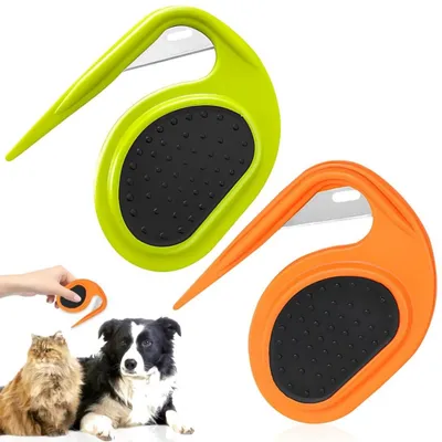 2 peignes démêlants pour animaux (orange + vert) : brosse soin & nœuds 2 peignes démêlants pour animaux (orange + vert) : brosse soin & nœuds