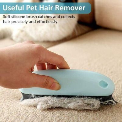 Brosse anti-poils pro réutilisable : meuble, vêtement, tapis & auto, bleu