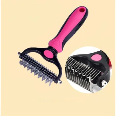 Peigne de toilettage double face (Grande, Rose) : anti-nœuds & poils morts Peigne de toilettage double face (Grande, Rose) : anti-nœuds & poils morts