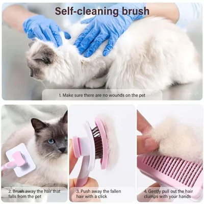 Brosse autonettoyante rose : élimine le sous-poil & les nœuds (chat/chien) Brosse autonettoyante rose : élimine le sous-poil & les nœuds (chat/chien)