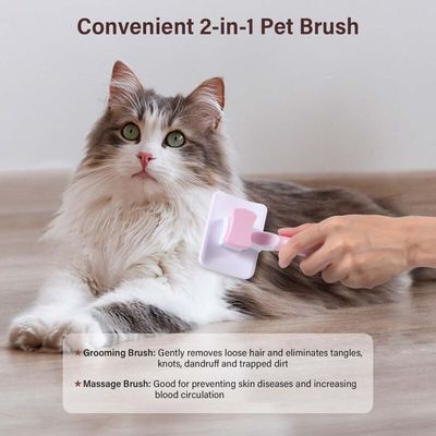 Brosse autonettoyante rose : élimine le sous-poil & les nœuds (chat/chien)