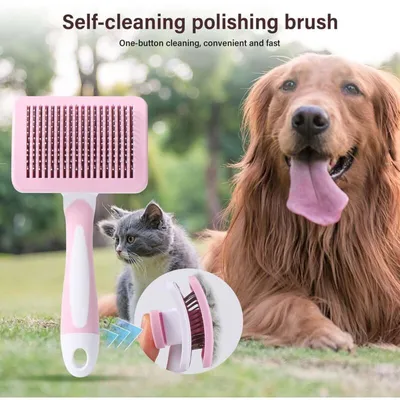 Brosse autonettoyante rose : élimine le sous-poil & les nœuds (chat/chien) Brosse autonettoyante rose : élimine le sous-poil & les nœuds (chat/chien)