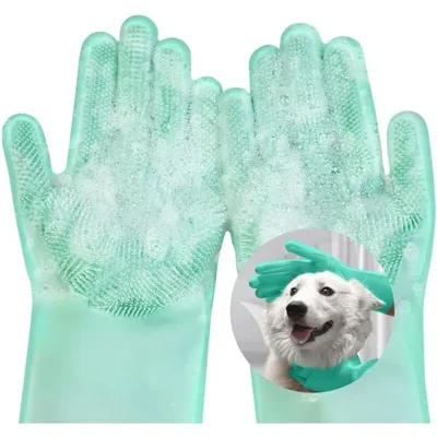 Gant de toilettage vert : massage & bain pour animaux, cuisine & voiture Gant de toilettage vert : massage & bain pour animaux, cuisine & voiture