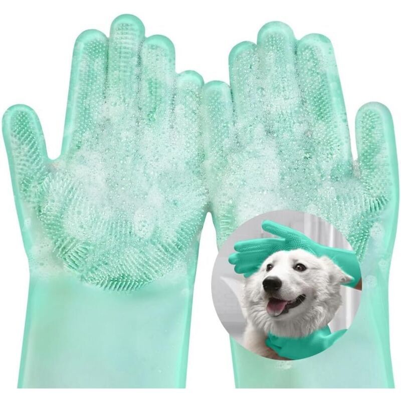 Gant de toilettage vert : massage & bain pour animaux, cuisine & voiture