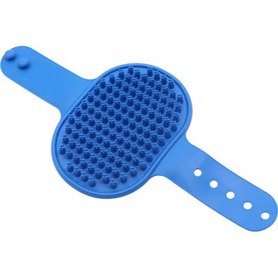 Brosse de bain silicone bleue : massage & toilettage pour chiens & chats