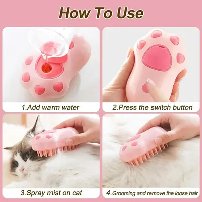 Zoomtopia Brosse à vapeur 3 en 1 pour chien chat électrique kaki