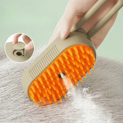 Zoomtopia Brosse à vapeur 3 en 1 pour chien chat électrique kaki