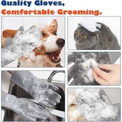 Gant de toilettage chat/chien en silicone alimentaire - Massage & Poils