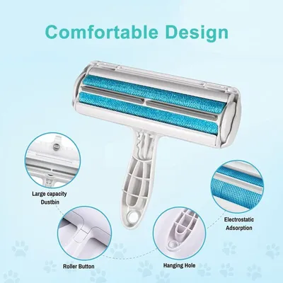 Brosse anti-poils bleue : rouleau réutilisable pour canapé, lit & vêtements