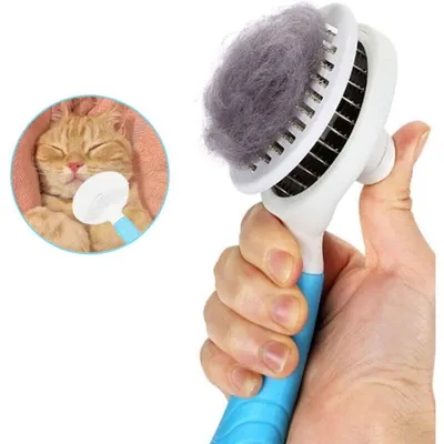 Brosse autonettoyante chat/chien (bleu) : retrait poils 1 clic Brosse autonettoyante chat/chien (bleu) : retrait poils 1 clic