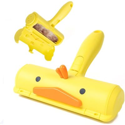 Brosse jaune à tête rotative : idéale poils d'animaux, tapis & textiles