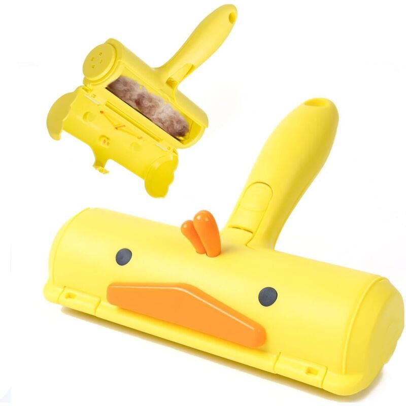 Brosse jaune à tête rotative : idéale poils d'animaux, tapis & textiles