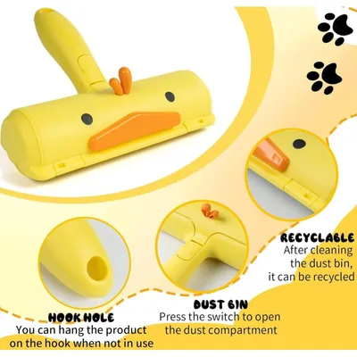 Brosse jaune à tête rotative : idéale poils d'animaux, tapis & textiles Brosse jaune à tête rotative : idéale poils d'animaux, tapis & textiles