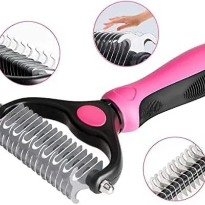 MCBOSON Brosse Double Face Chien Chat râteau démêlant sous-poil long court MCBOSON Brosse Double Face Chien Chat râteau démêlant sous-poil long court