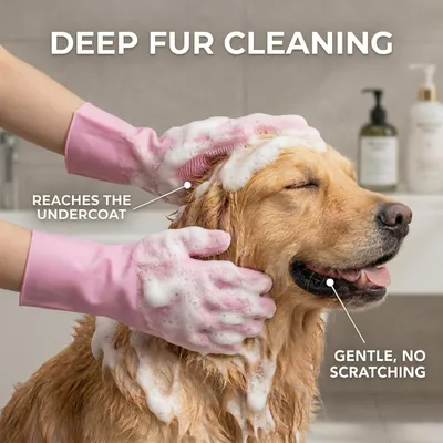 PetTribes Gants de Toilettage Brosse de Bain pour Animaux