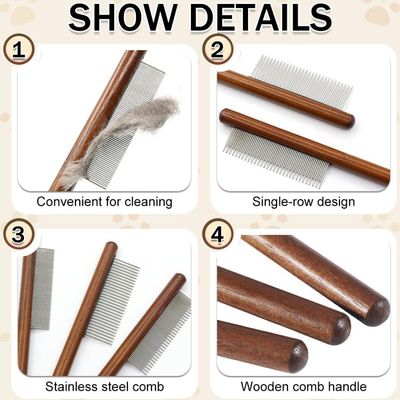 ZooVenture Brosses Chat Bois Massif Inox 3 Pièces