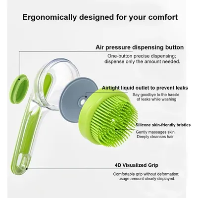Zoomtopia Brosse de bain massage pour chien chat verte antidérapante